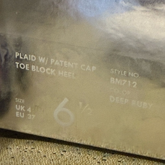 J.Crew Millie Deep Ruby Plaid Patent Toe Ankle Strap Block Heels Pumps Size 6.5 - Picture 5 of 5